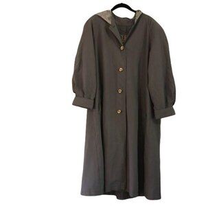 Vintage Fleet Street Womens Long Trench Coat With Gold Buttons & Pockets 10P